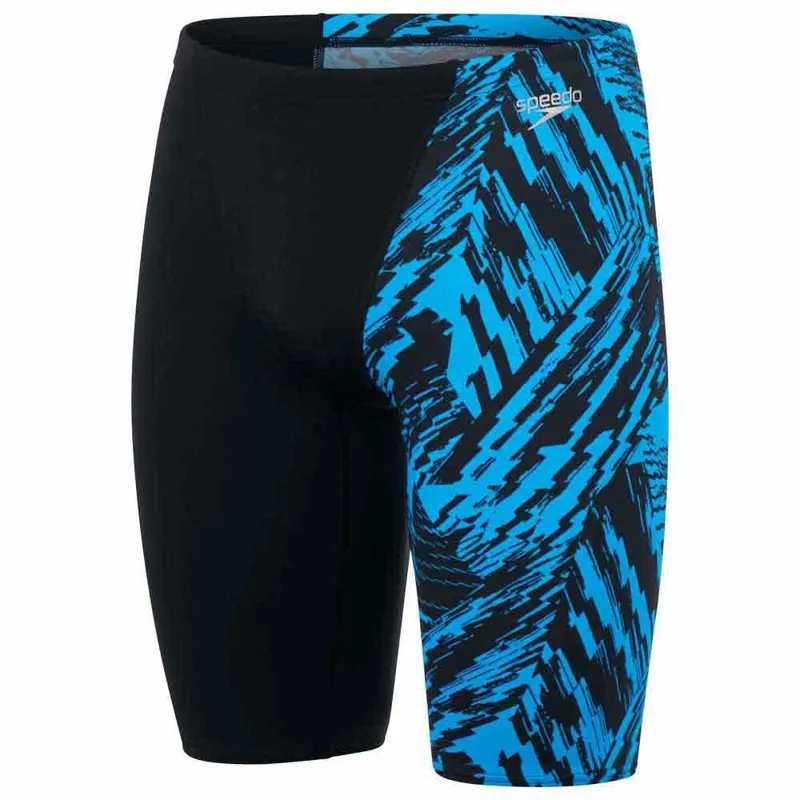 Speedo Men's Allover V-Cut Jammer - Black/Blue 28